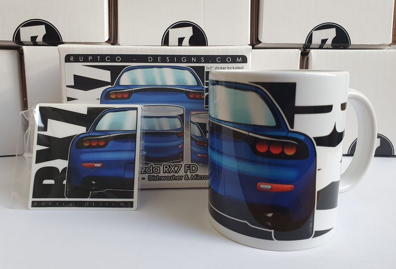 Mazda RX7 FD Mug & Sticker Box Set