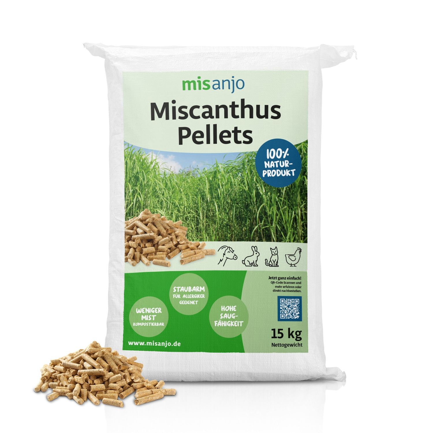 Miscanthus pellets 15 kg/Bag