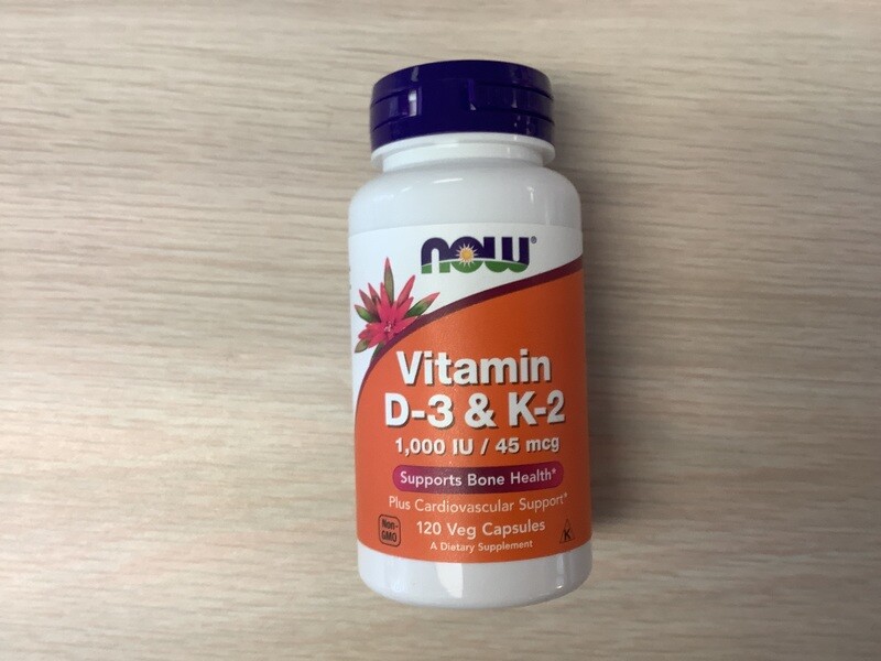 NOW Vit D-3 / K2 1000 IU/45 MCG 120 VCAPS