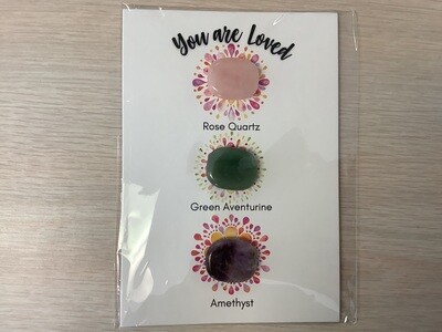 PICKI NICKI CRYSTAL CARD AMETHYST ROSE QUARTZ &amp; ADVENTURINE