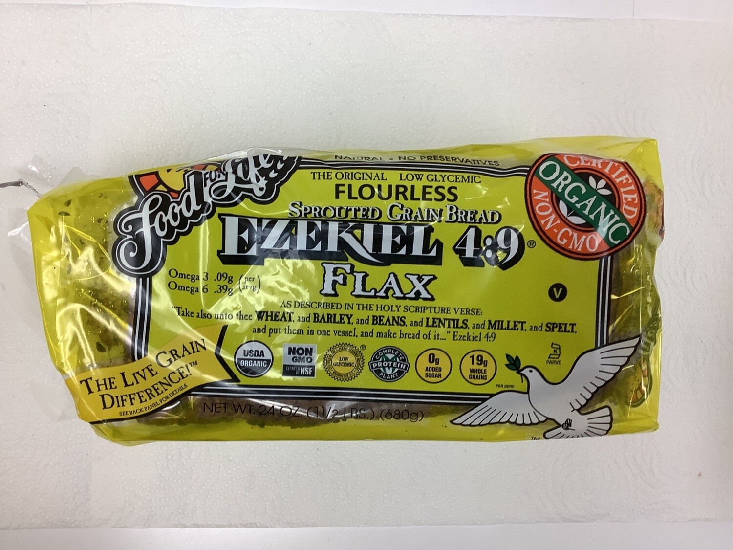 FOOD FOR LIFE EZEKIEL 4:9 BREAD FLAX SPROUTED WHOLE GRAIN 24 OZ FROZEN single