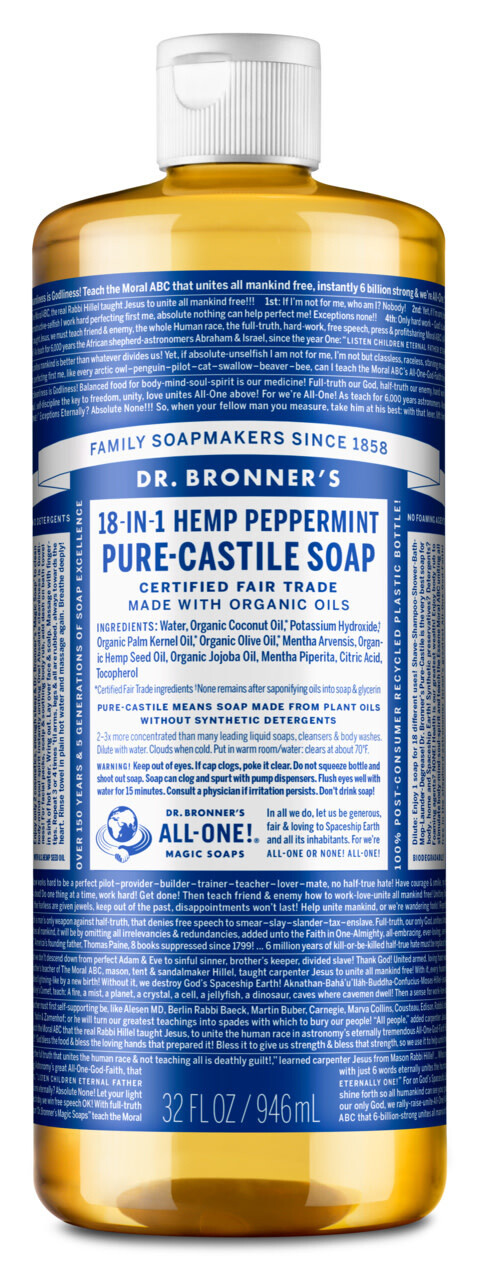 DR BRONNERS SOAP LIQUID CASTILE PEPPERMINT 32 OZ