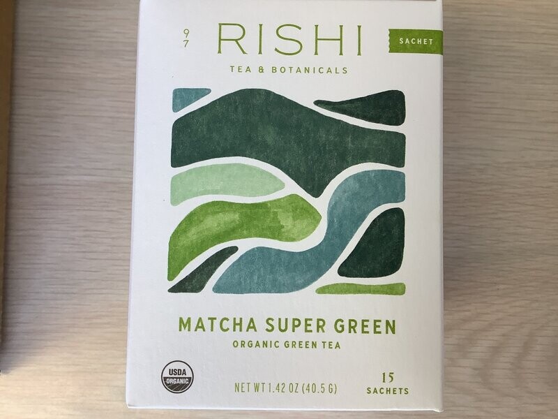 RISHI SUPER GREEN MATCHA SACHETS 15 CT