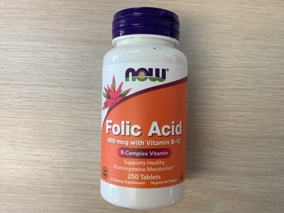 NOW FOLIC ACID 800mcg 250 TABS