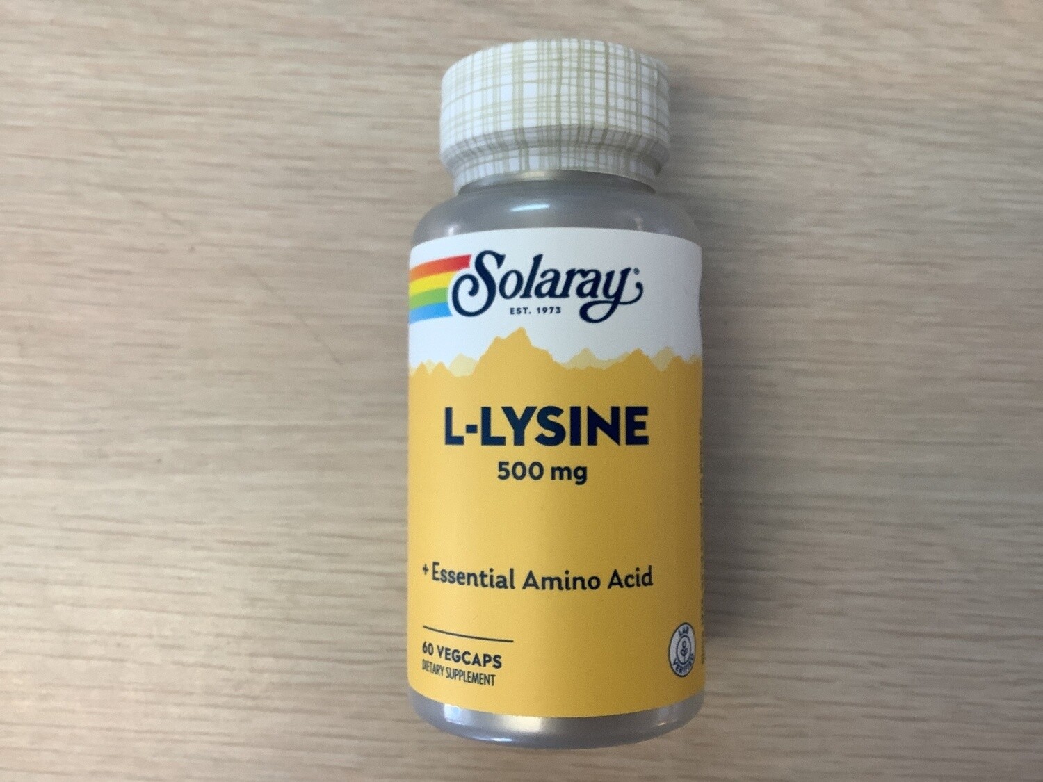 SOLARAY L-Lysine Free Form, Veg Cap (Btl-Plastic) 500mg 60ct