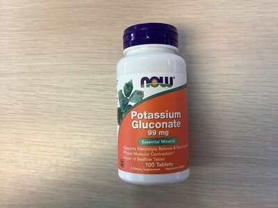 NOW POTASSIUM GLUCONATE 99mg VEGITARIAN 100 TABS