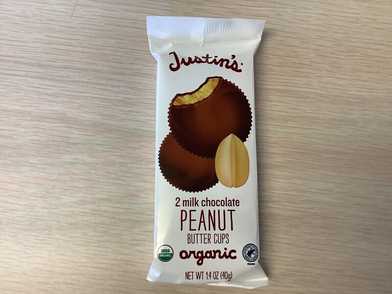 JUSTINS MILK CHOCOLATE PEANUT BUTTER CUPS ORGANIC 1.4 OZ
