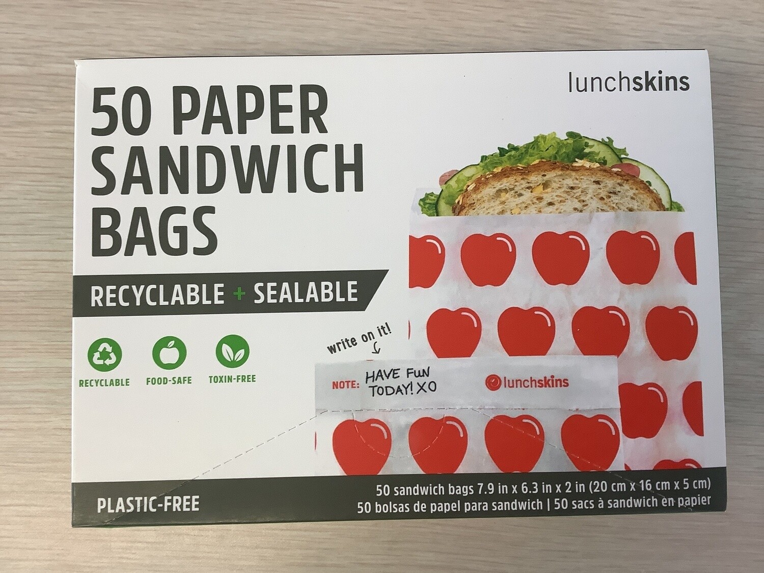 LUNCHSKINS PAPER SANDWICH BAG APPLE 50 CNT