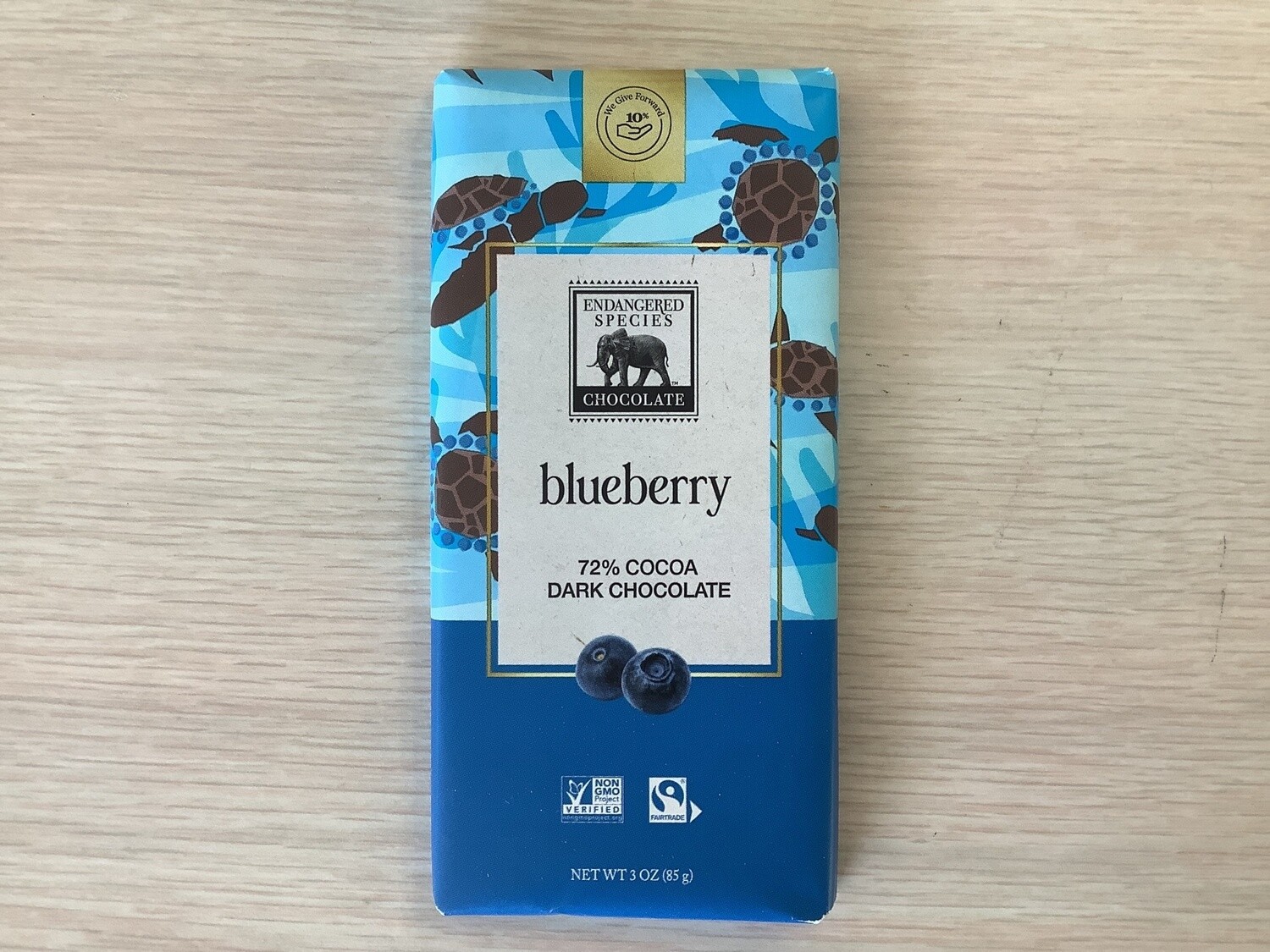 ENDANGERED SPECIES CHOCOCOLATE BAR SEA TURTLE DARK &amp; BLUEBERRIES 3 OZ single