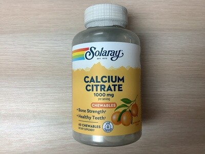SOLARAY Calcium Citrate, Chewable, Orange (Btl-Plastic) 1000mg 60ct