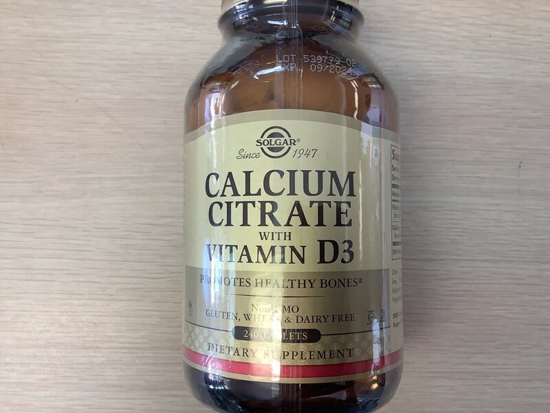 SOLGAR Calcium Citrate with Vitamin D3 Tablets 240