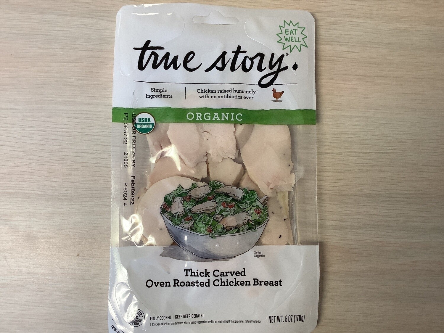 TRUE STORY ORGANIC CHICKEN BREAST THICK CUT 6ozs REFRIGERATED