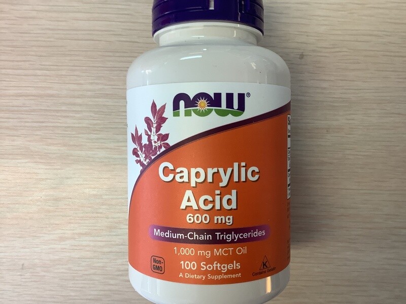 NOW CAPRYLIC ACID 600MG 100 SGELS