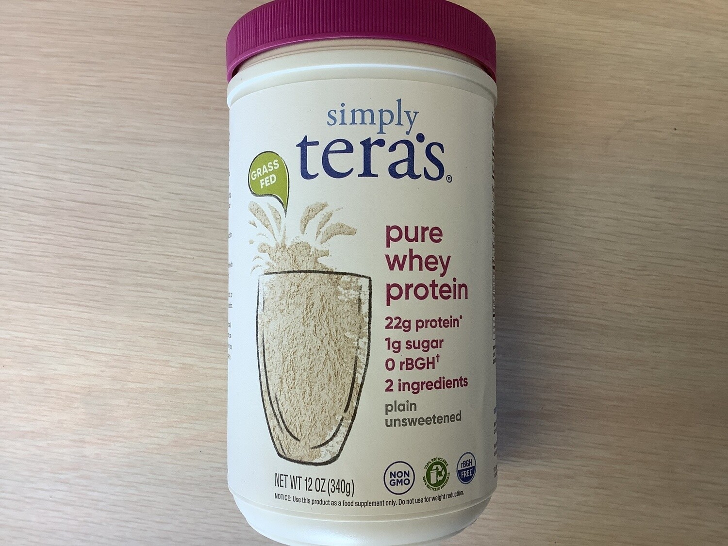 SIMPLY TERAS WHEY PROTEIN RBGH FREE PLAIN UNSWEETENED 12 OZ