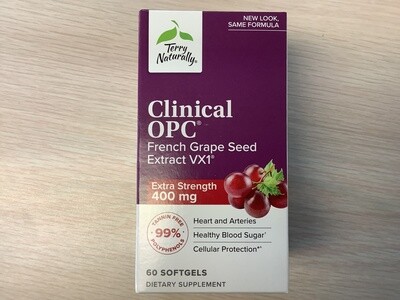 TERRY NATURALLY Grape Seed Extract French Clinical OPC Extra Strength - 400 mg 60 soft gel