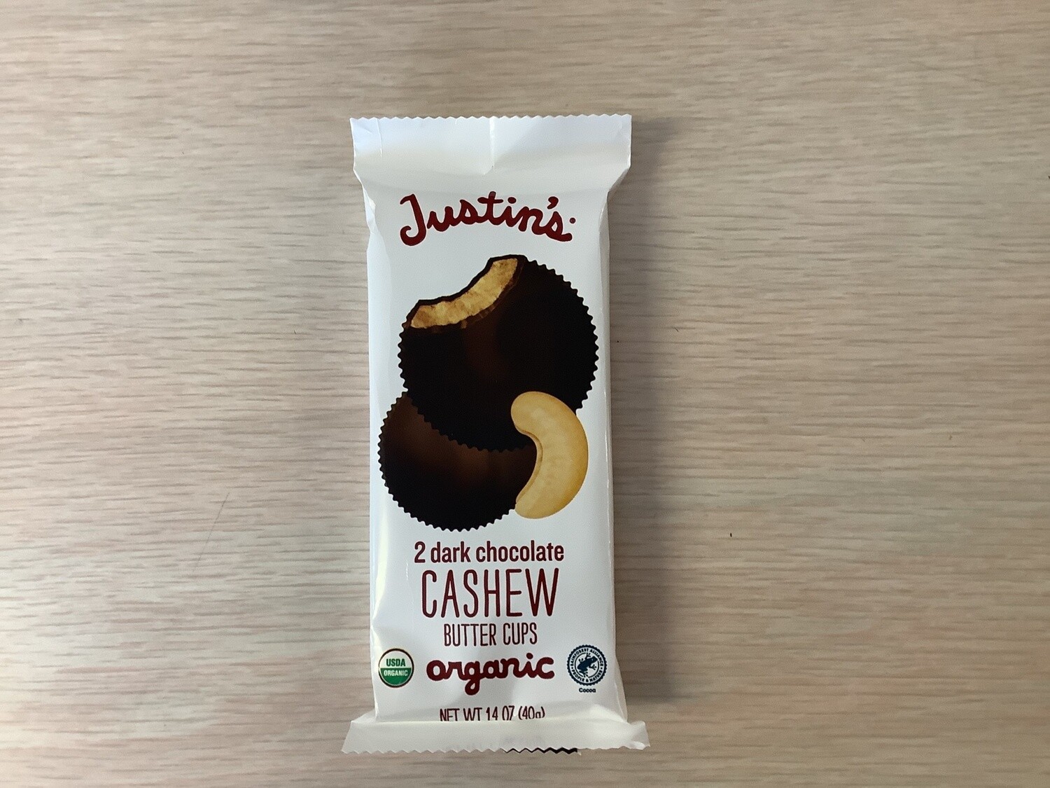 JUSTINS DARK CHOCOLATE CASHEW BUTTER CUPS ORGANIC 1.4 OZ