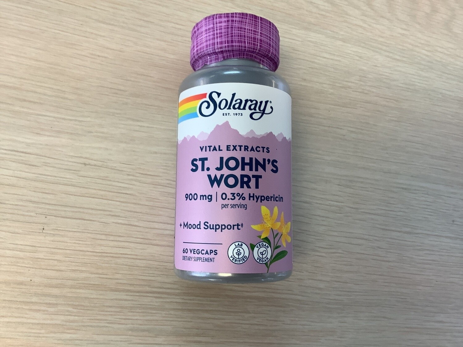 SOLARAY St. John&#39;s Wort Aerial Extract, Two Daily-450 mg 60 ct-