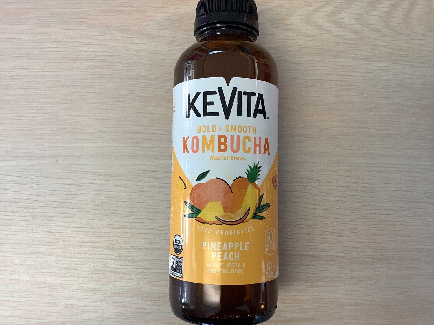 KEVITA KOMBUCHA PINEAPPLE PEACH 15.2 OZ single REFRIGERATED