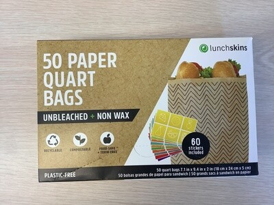 LUNCHSKINS UNBLEACHED PAPER QUART BAGS (XL SANDWICH) CHEVRON 50 CNT