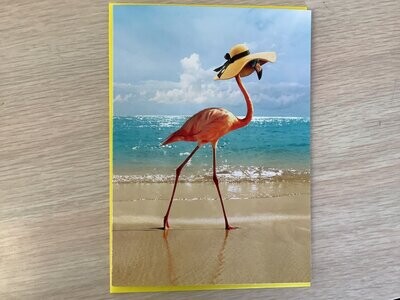 AVANTI FANCY FLAMINGO ON BEACH MOTHERS DAY CARD