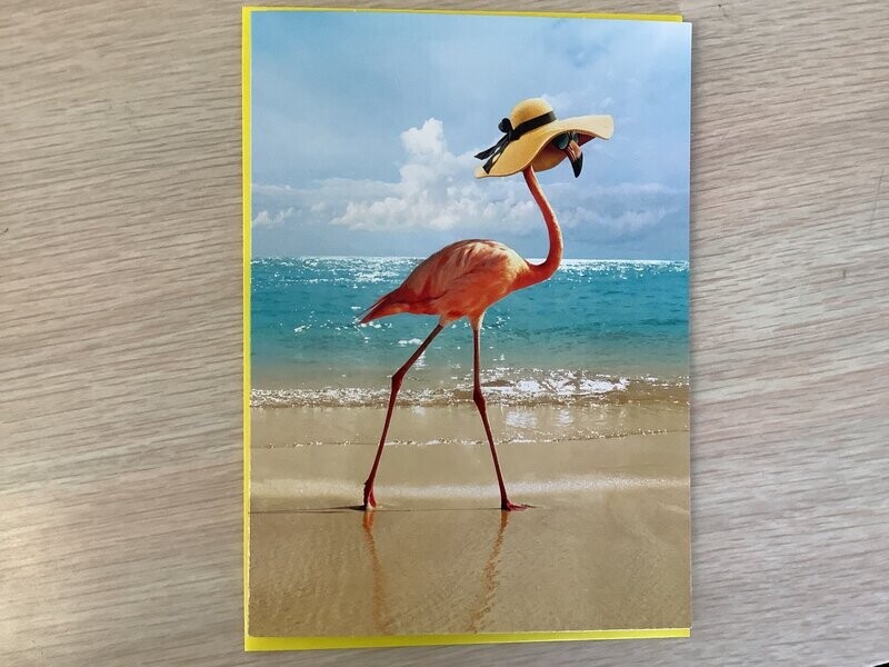 AVANTI FANCY FLAMINGO ON BEACH MOTHERS DAY CARD