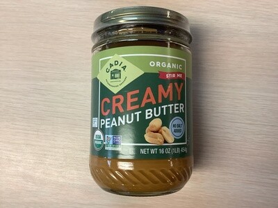 CADIA PEANUT BUTTER CREAMY NO SALT ORGANIC 16 OZ