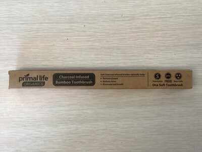 PRIMAL LIFE ORGANICS Charcoal Infused Bamboo Toothbrush
