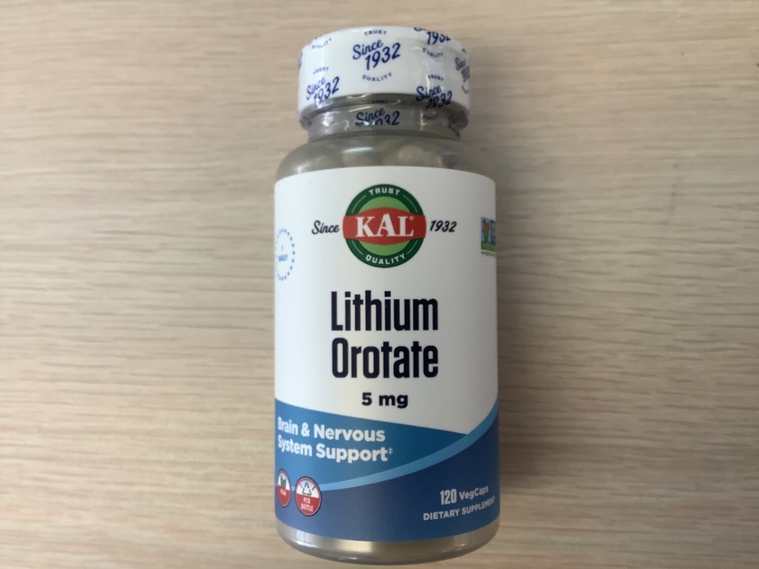 KAL Lithium Orotate Veg Cap (Btl-Plastic) 5mg 120ct