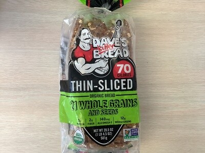 DAVES KILLER BREAD ORGANIC 21 WHOLE GRAINS  AND SEEDS THIN-SLICED 20.5 ozs