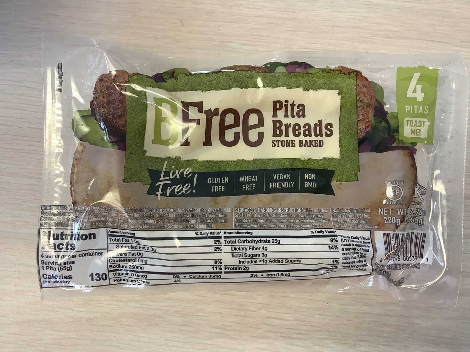 BFREE BREAD PITA 7.76 OZ single