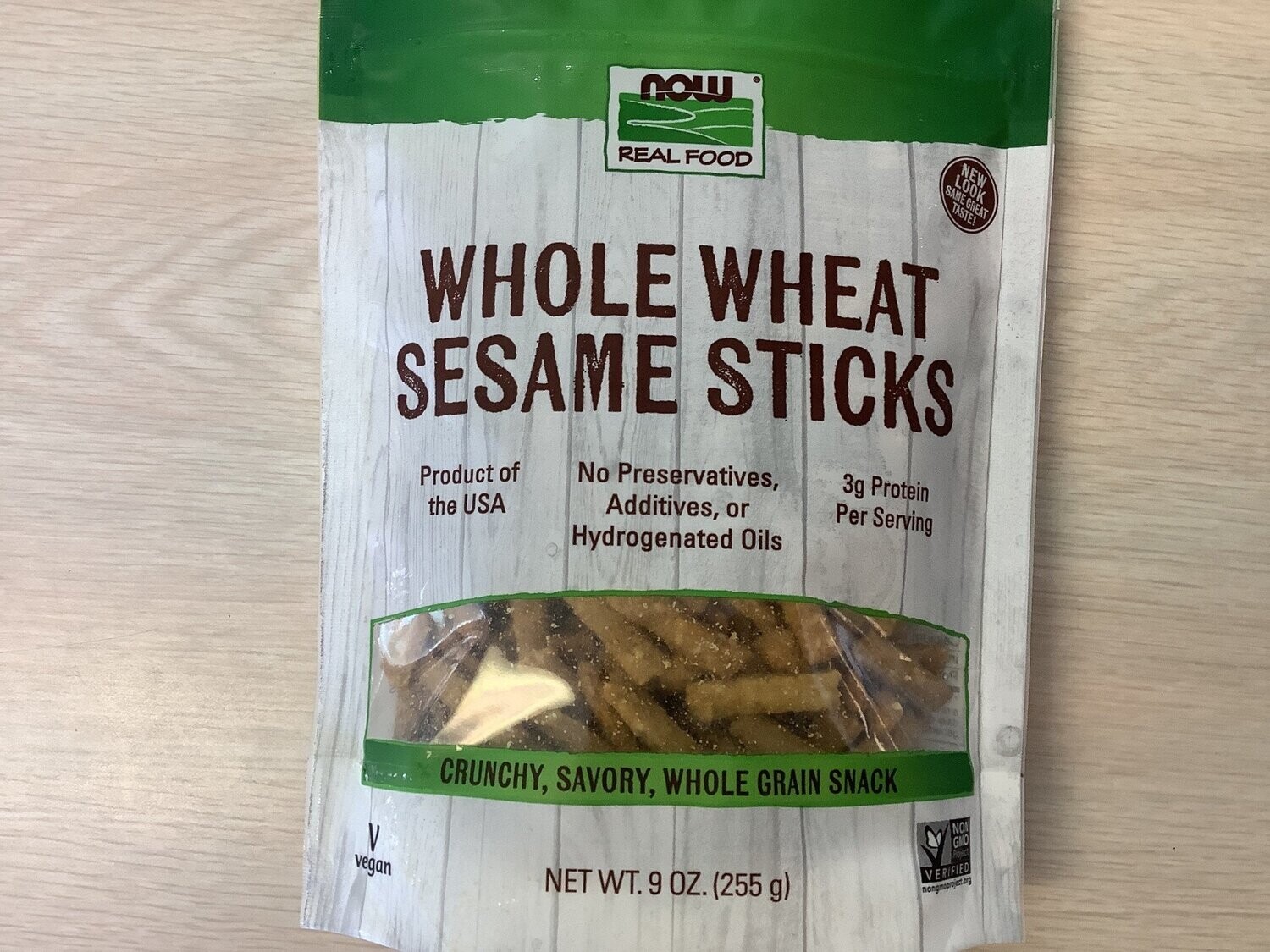 NOW SESAME STICKS WHOLE WHEAT SALTED 9 OZ