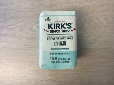 KIRKS BAR SOAP 3PK FRAGRANCE FREE 12 OZ