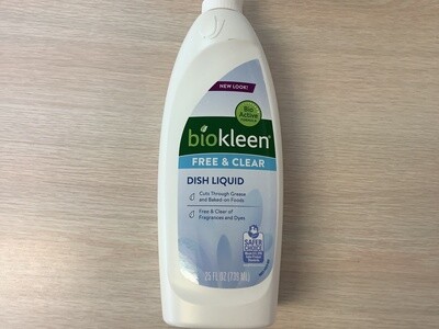 BIOKLEEN LIQIUD DISH FREE &amp; CLEAR 25 OZ
