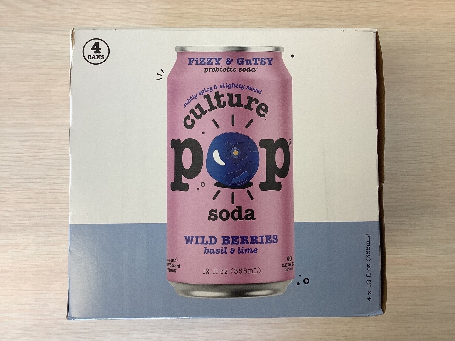 CULTURE POP PROBIOTIC SODA WILD BERRIES 12 OZ - 4 PACK