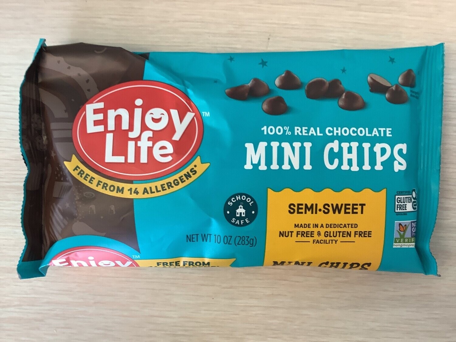 ENJOY LIFE CHOCOLATE CHIP  GLUTEN FREE DAIRY FREE  SEMISWEET 10 OZ