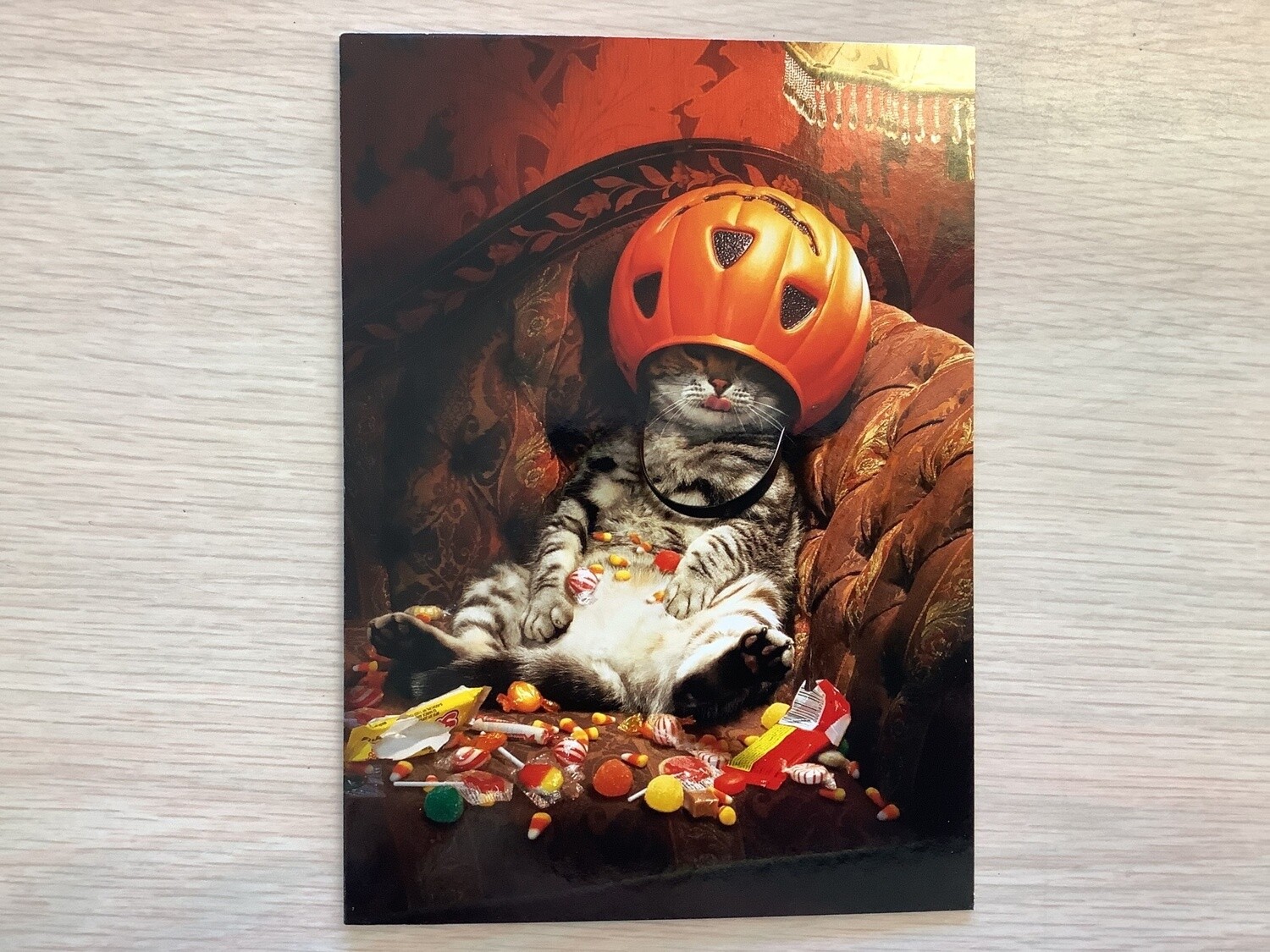 AVANTI CAT UNDER CANDY BUCKET HALLOWEEN CARD