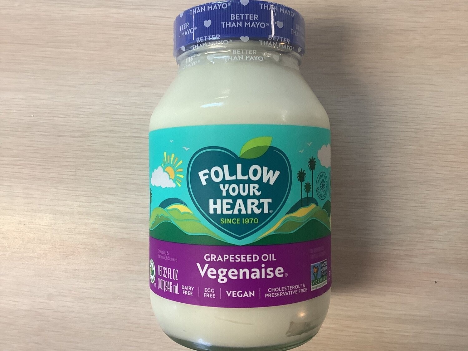 FOLLOW YOUR HEART VEGENAISE GRAPESEED OIL 32 oz REFRIGERATED