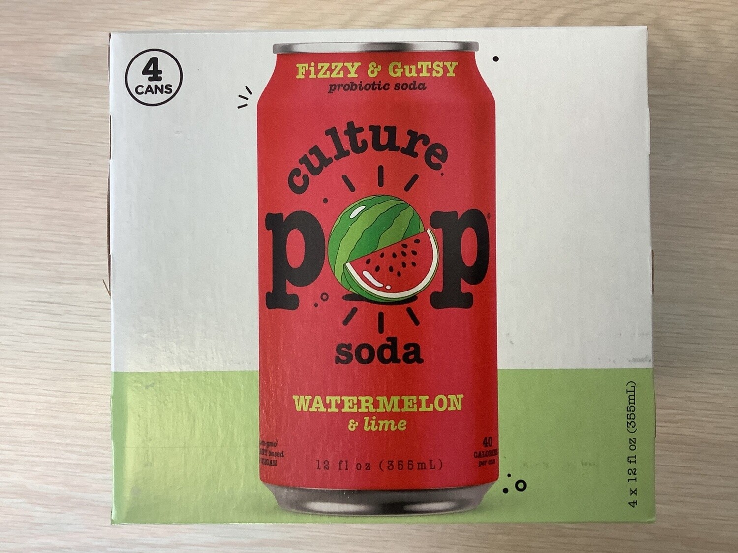 CULTURE POP PROBIOTIC SODA WATERMELON  12 OZ - 4 PACK