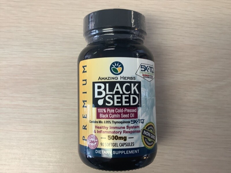AMAZING HERBS® BLACK SEED OIL (BLACK CUMIN SEED OIL) PREMIUM 500 MG 90 SOFTGEL