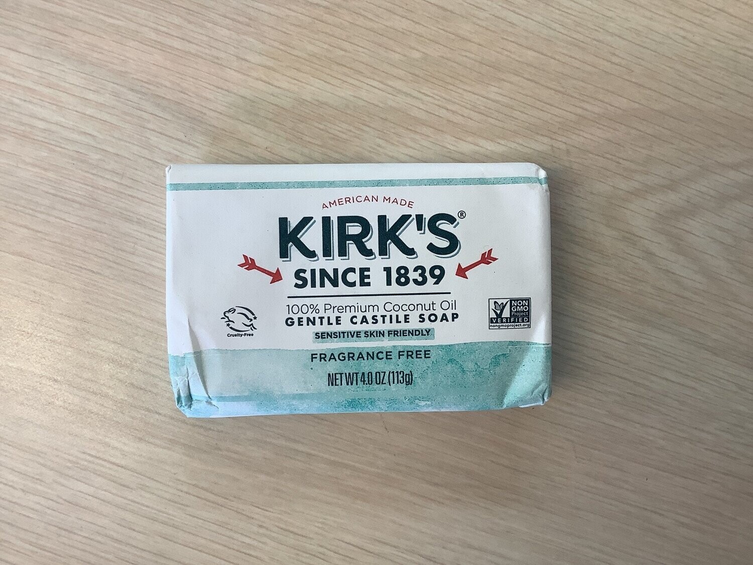 KIRKS SOAP BAR FRAGRANCE FREE CASTILE 4 OZ