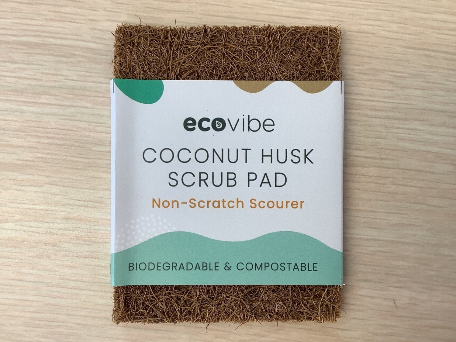 ECOVIBE COMPOSTABLE COCONUT HUSK SCRUB PAD NON-SCRATCH SCOURER 1 PAD
