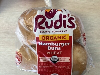 RUDIS HAMBURGER BUNS WHEAT ORGANIC 8CNT FROZEN 18 OZ