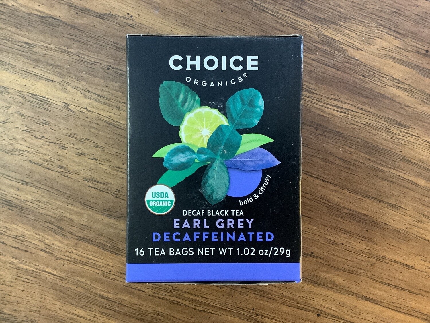 CHOICE TEAS Decaffeinated Earl Grey Organic Black Tea 16 bag