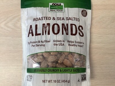 NOW ALMONDS ROASTED &amp; SEA SALTED 1 LB