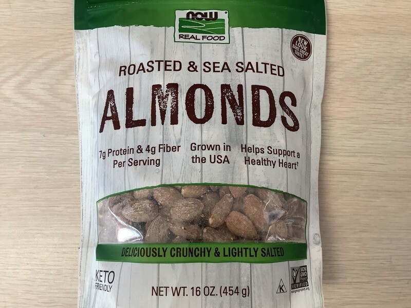 NOW ALMONDS ROASTED &amp; SEA SALTED 1 LB