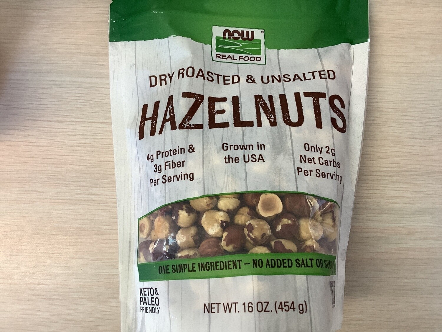 NOW ROASTED UNSALTED HAZELNUTS 16 OZ