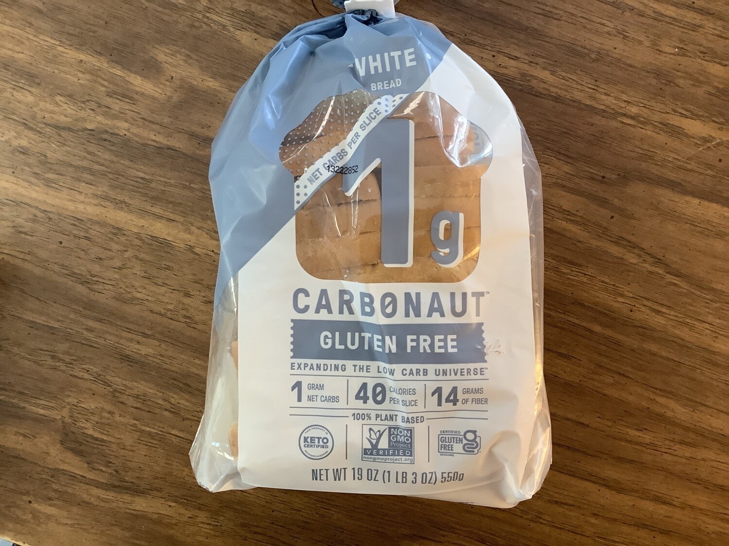 CARBONAUT BREAD WHITE GLUTEN FREE 19 OZ