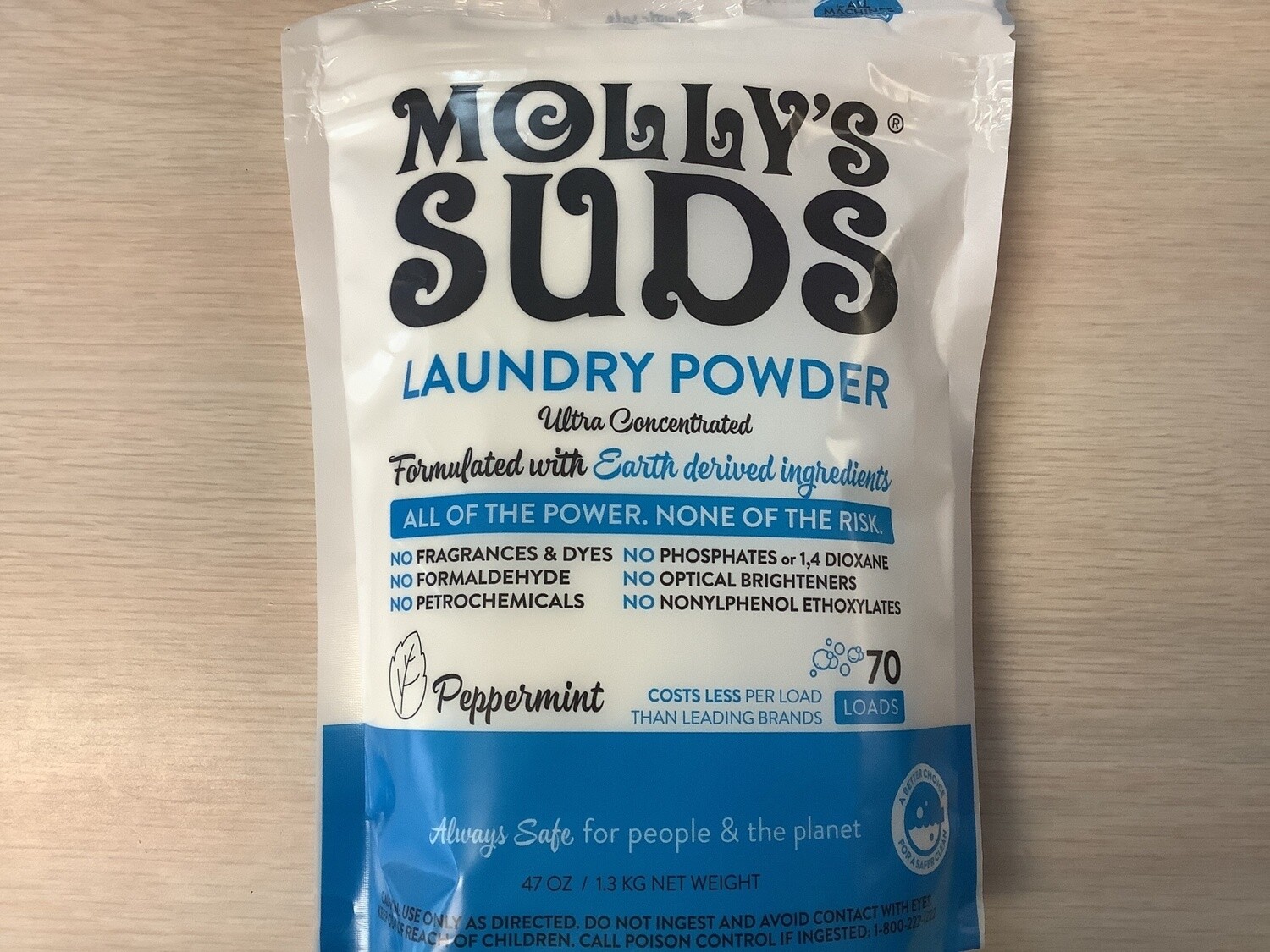 MOLLYS SUDS Powder Laundry Detergent Peppermint 70 load 47 oz