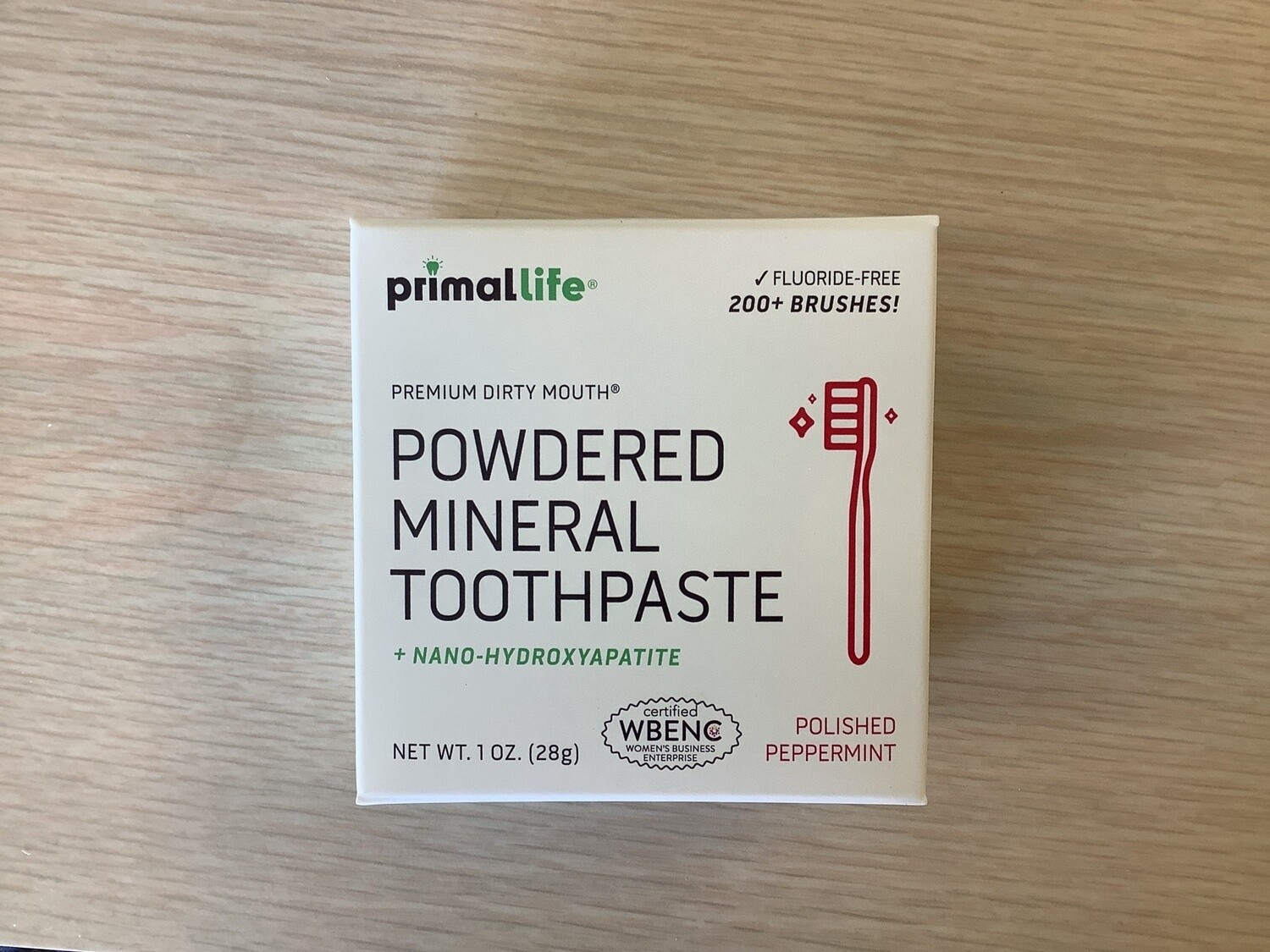 PRIMAL LIFE POWDERED MINERAL TOOTHPASTE POLISHED PEPPERMINT 1 oz