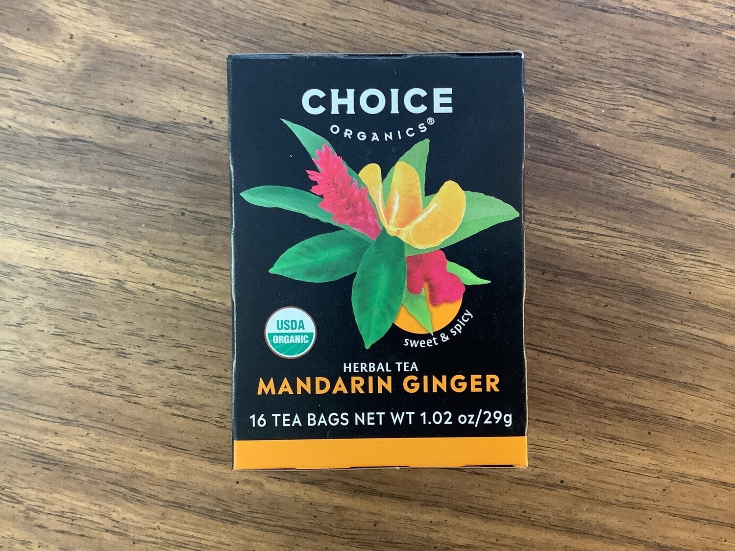 CHOICE TEAS MANDARIN GINGER ORGANIC HERBAL TEA 16 BAG